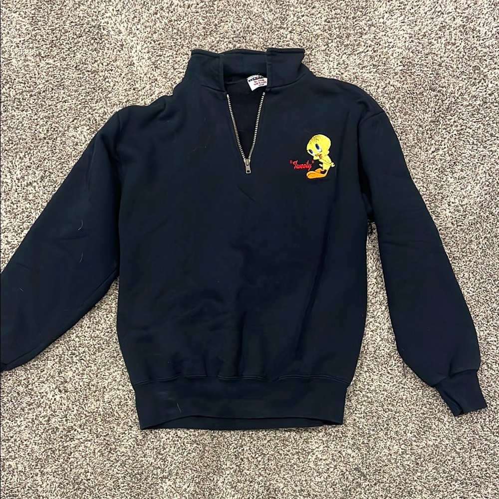 Looney Tunes Tweety Bird Black Quarter-Zip Sweatshirt